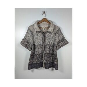 Ann Taylor LOFT Sweater Cardigan Women's Large Wool‎ Blend Cable Knit Fisherman